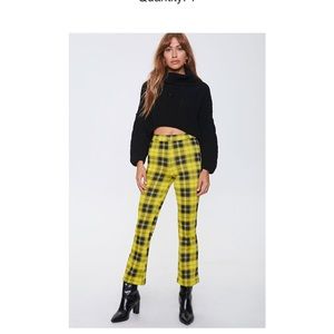 Forever 21 Knit Plaid Pull On Flare Pant
